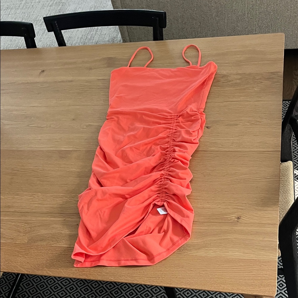 Susana Monaco mini dress with ruching in Bright Orange